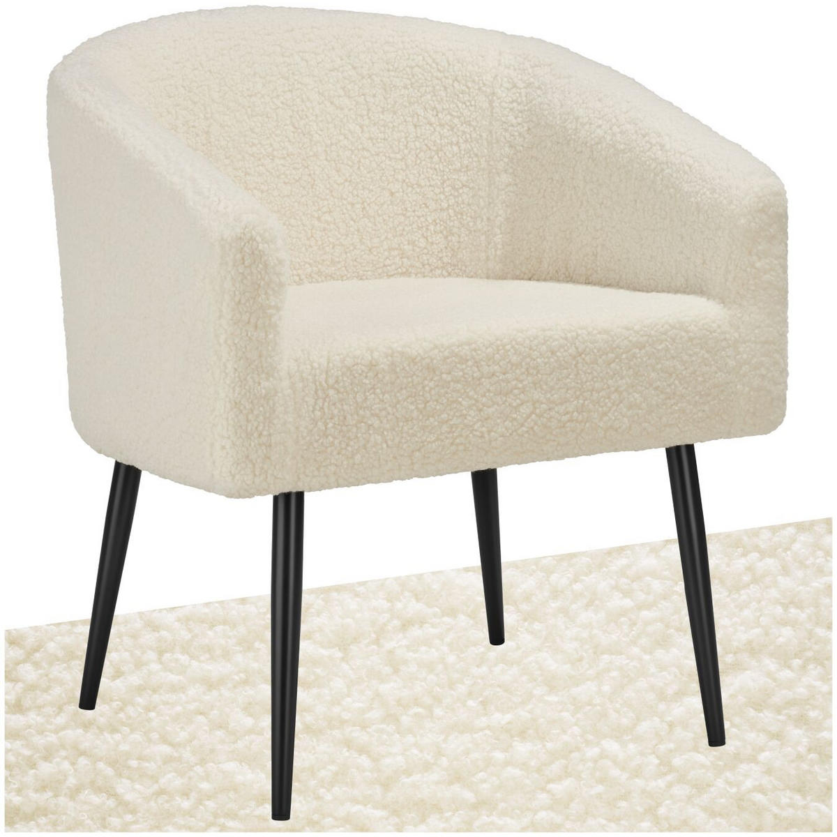 SESSEL Mysig,120 kg Belastbarkeit, 68 x 62 x 77 cm,creme - Creme, Kunststoff (68/77/62cm) - tectake