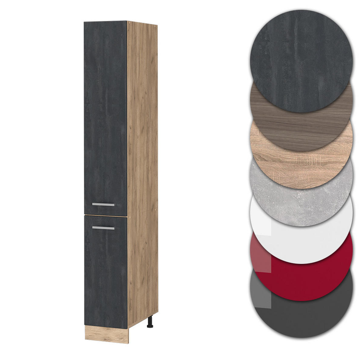 APOTHEKERSCHRANK R-Line Schwarz Beton 30 cm - Honigeiche/Eiche Wotan, Holzwerkstoff (30/206.8/57.2cm) - Vicco
