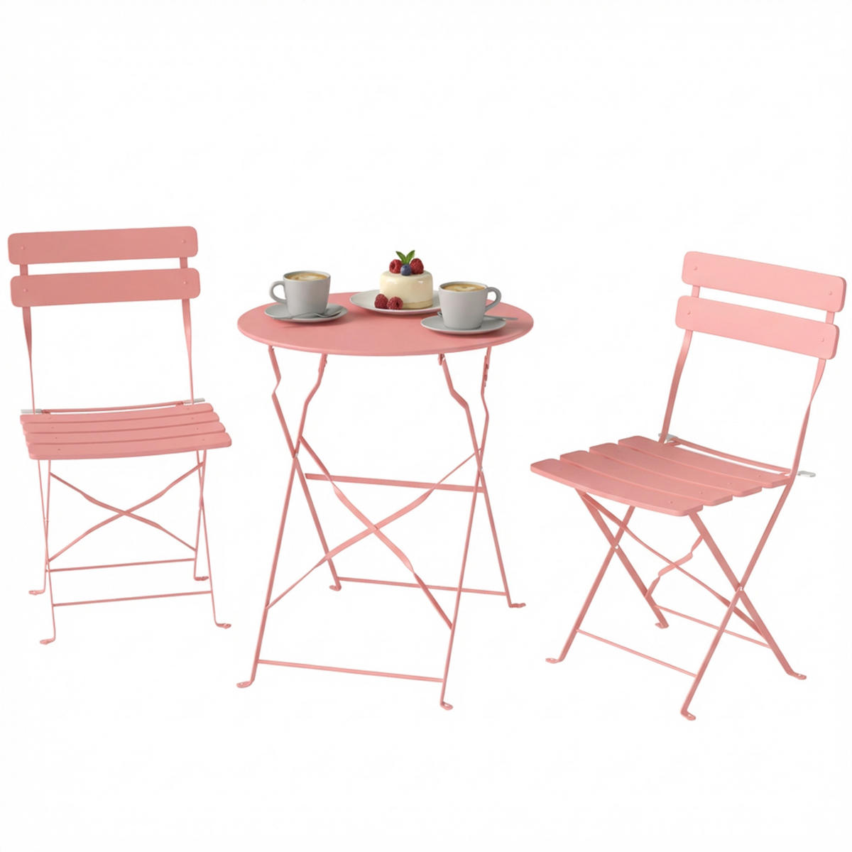 BALKONSET DE-14220 klappbar, Lattenrost Rose - Pink, Metall - ComfortXL