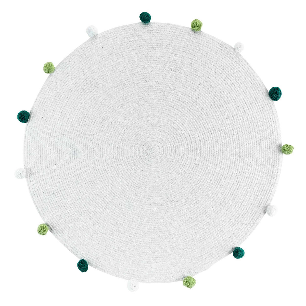 KINDERTEPPICH Ø 90 cm Pompomparty - Weiß, Textil (90/90cm) - Douceur d´intérieur