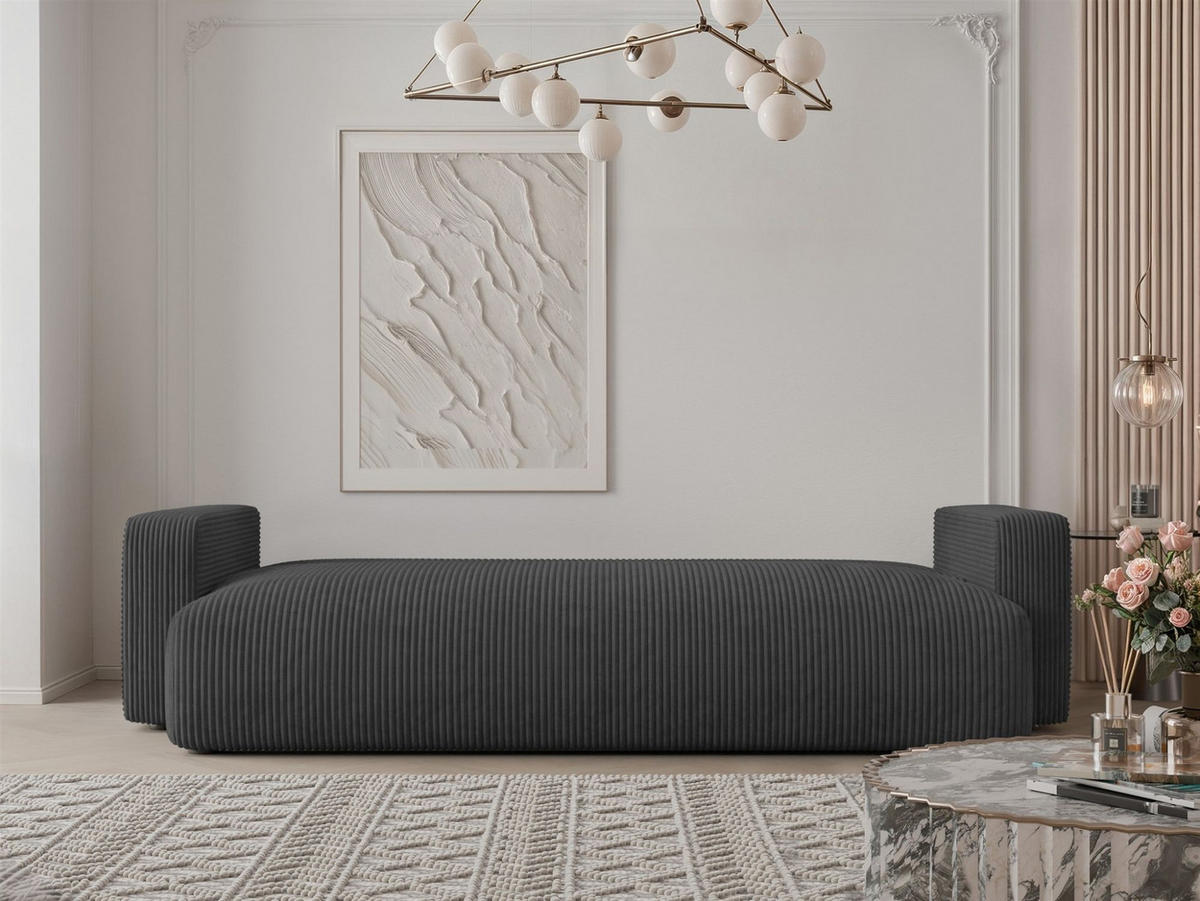 SCHLAFSOFA Luna - Dunkelgrau, Holzwerkstoff/Textil (246/79/96cm) - Fun Möbel