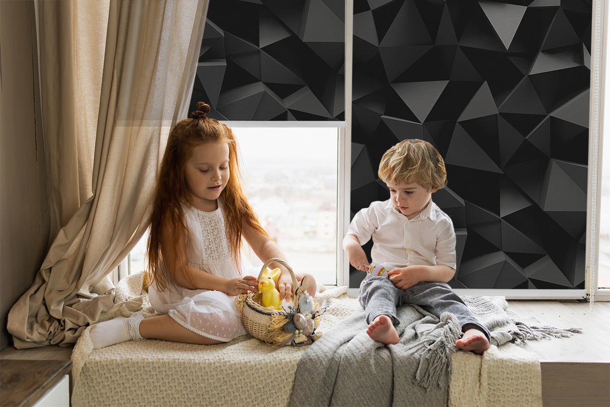 VERDUNKELUNGSROLLO 120x140 cm Schwarzes Origami - Schwarz, Textil (120/140cm) - TULUP