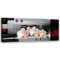 WANDBILD weiße orchideen - Silberfarben, Textil (90/30cm) - Feeby