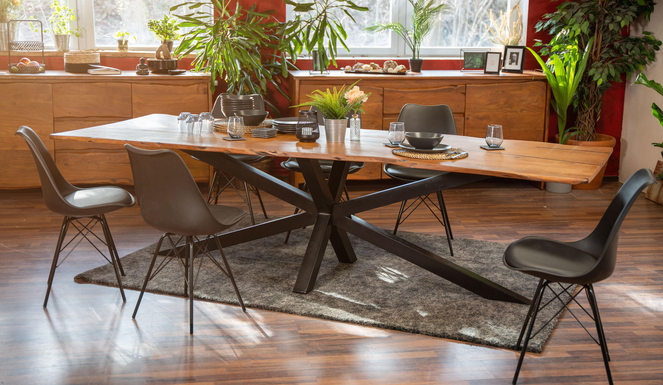 ESSTISCH POLLY - Schwarz/Braun, Holz/Metall (100/280/77cm) - SAM