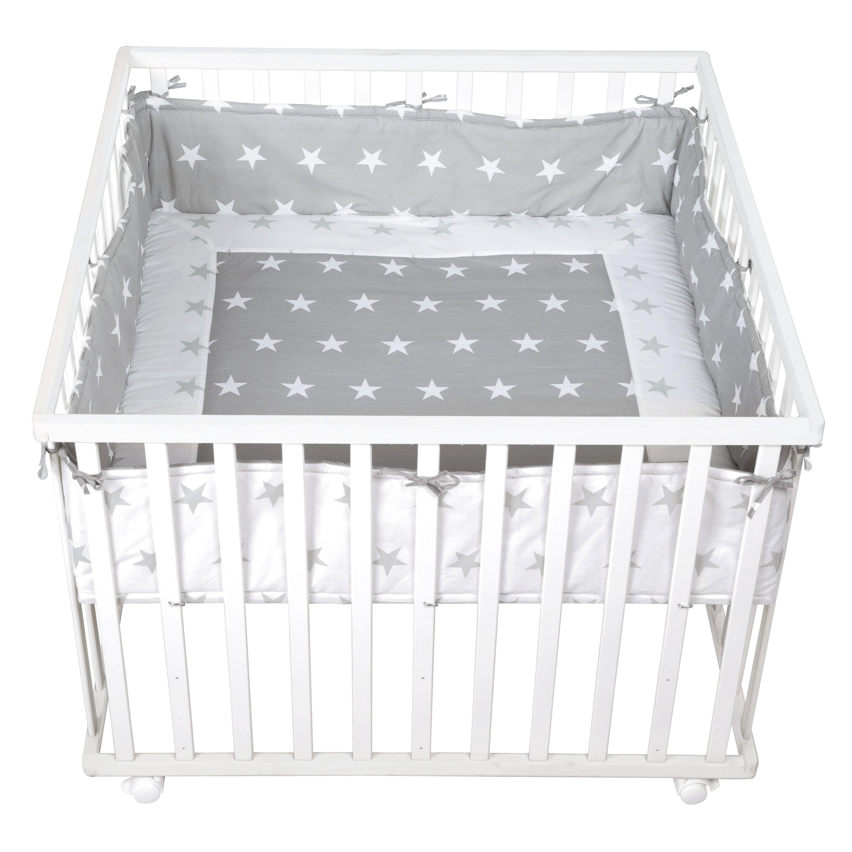 LAUFGITTER 100x100, Little Stars - Weiß, Holzwerkstoff (94.5/72/94.5cm) - Roba