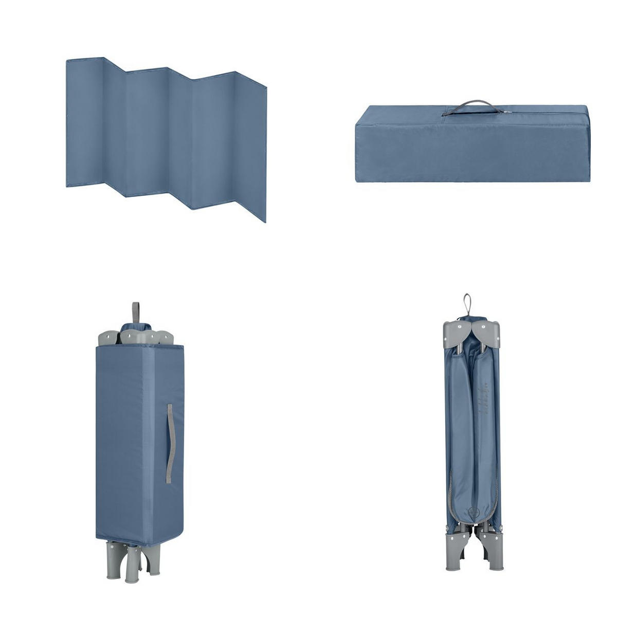 BABYREISEBETT So Gifted 2 Ebenen blau grau als Beistellbett nutzbar, Matratze inklusive, Laufstallfunktion - Grau, Metall (65/125cm) - Kikka boo