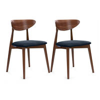 ESSZIMMERSTÜHLE RABI (2er-Set), marineblau / nussbaum mittel - Blau/Haselnussfarben, Holz/Buchenholz (47/79/45cm) - KONSIMO®