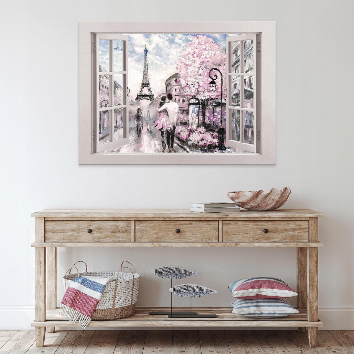 BILDER auf Leinwand Eiffelturm Aquarell Modern 80x60 - Multicolor, Holzwerkstoff (80/60cm) - Wallarena