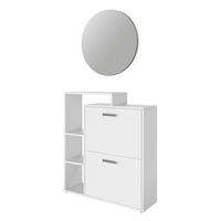 SCHUHKIPPER Orlando Weiß 2 Teile, mit Spiegel - Weiß, Holzwerkstoff (80/90/25cm) - Vicco