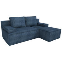 ECKSOFA Caspar mit Schlaffunktion Blau Cord - Blau, Textil (200/141cm) - Bromarkt