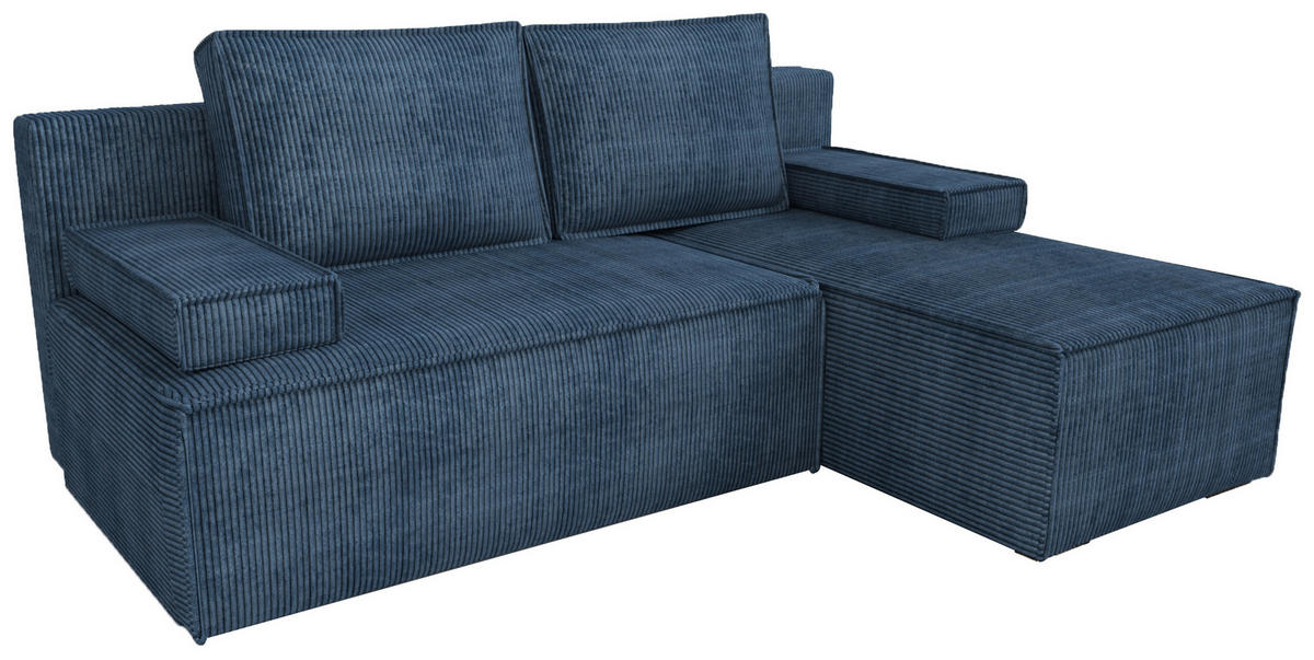 ECKSOFA Caspar mit Schlaffunktion Blau Cord - Blau, Textil (200/141cm) - Bromarkt