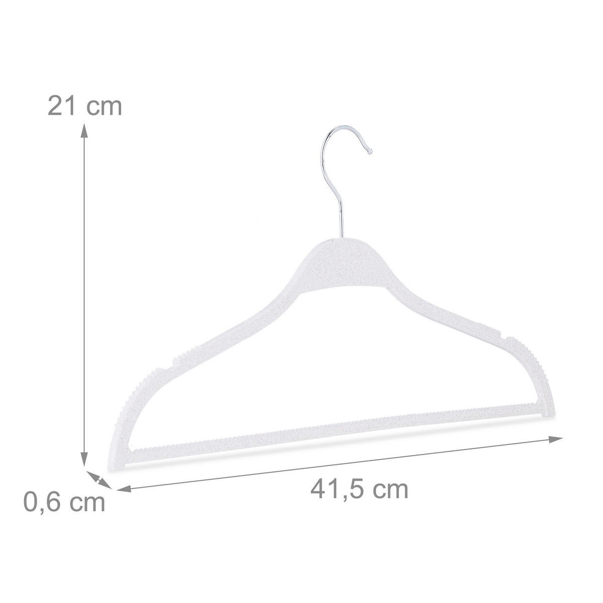 10XVEŠIAKY - biela, kov/textil (41.5/21/0.6cm) - Relaxdays