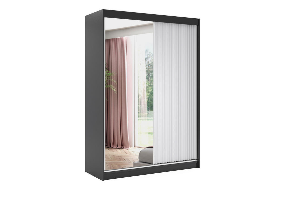 KLEIDERSCHRANK RYFLO - 150 - Schwarz|Weiß - Schwarz/Weiß, Holzwerkstoff (150/215/61cm) - ALTDECOR