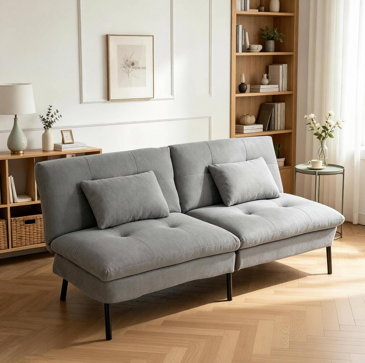 SCHLAFSOFA 2-Sitzer mit verstellbarer Rückenlehne 176 cm Dunkelgrau - Dunkelgrau, Metall (176/84/64cm) - Meubliv