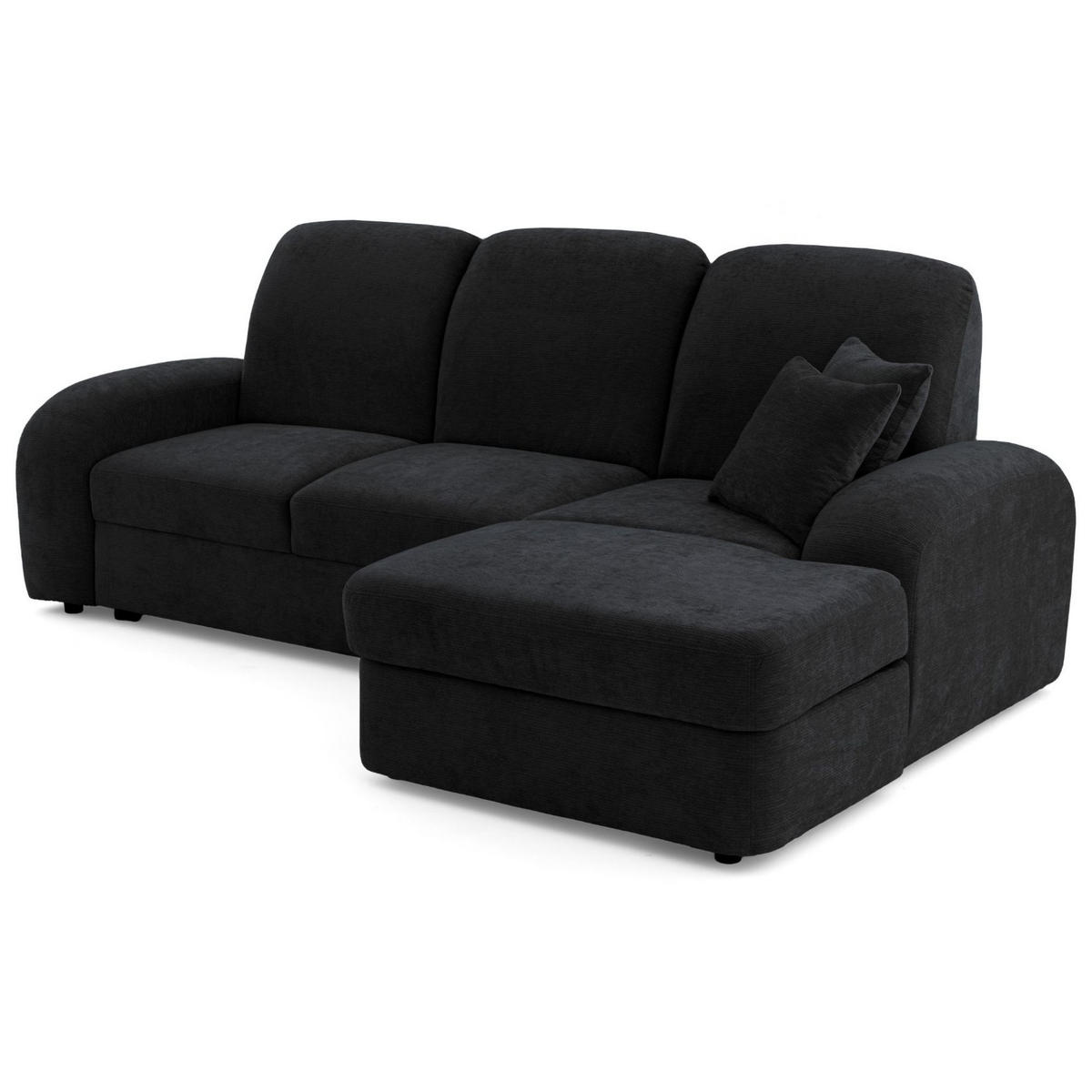 ECKSOFA VIBE S Rechts mit Schlaffunktion 130x202 Chenille Anthrazit - Anthrazit/Schwarz, Holz/Kunststoff (156/255cm) - Muffo