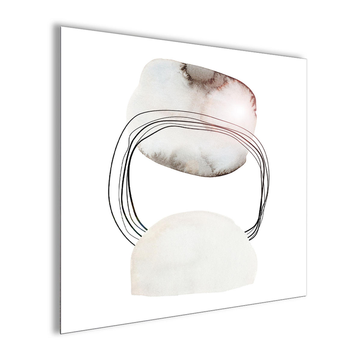 GLASBILD 50x50 cm abstrakt Aquarell - Beige/Weiß, Glas (50/50cm) - artissimo