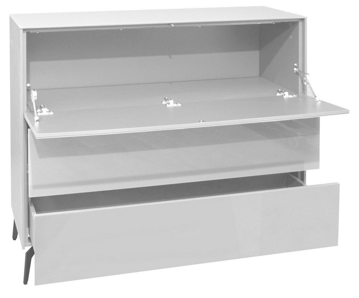 KOMMODE Elfi 121x42x104 Hochglanz Kreidegrau/Glas Kreidegrau - Hellgrau, Holzwerkstoff (121/104/42cm) - 58aufmkessel