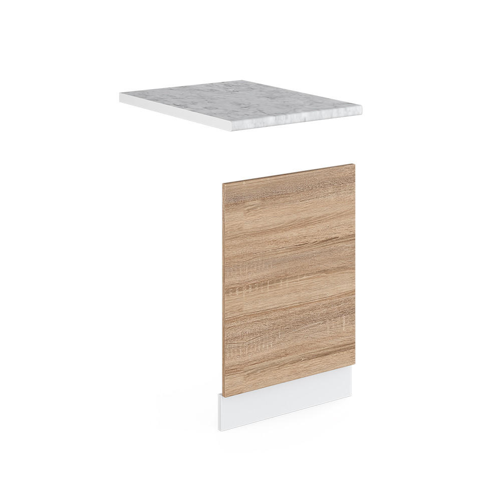 FRONTBLENDE R-Line Sonoma 45 cm, AP Marmor - Weiß/Sonoma Eiche, Holzwerkstoff (45/57.2/1.6cm) - Vicco