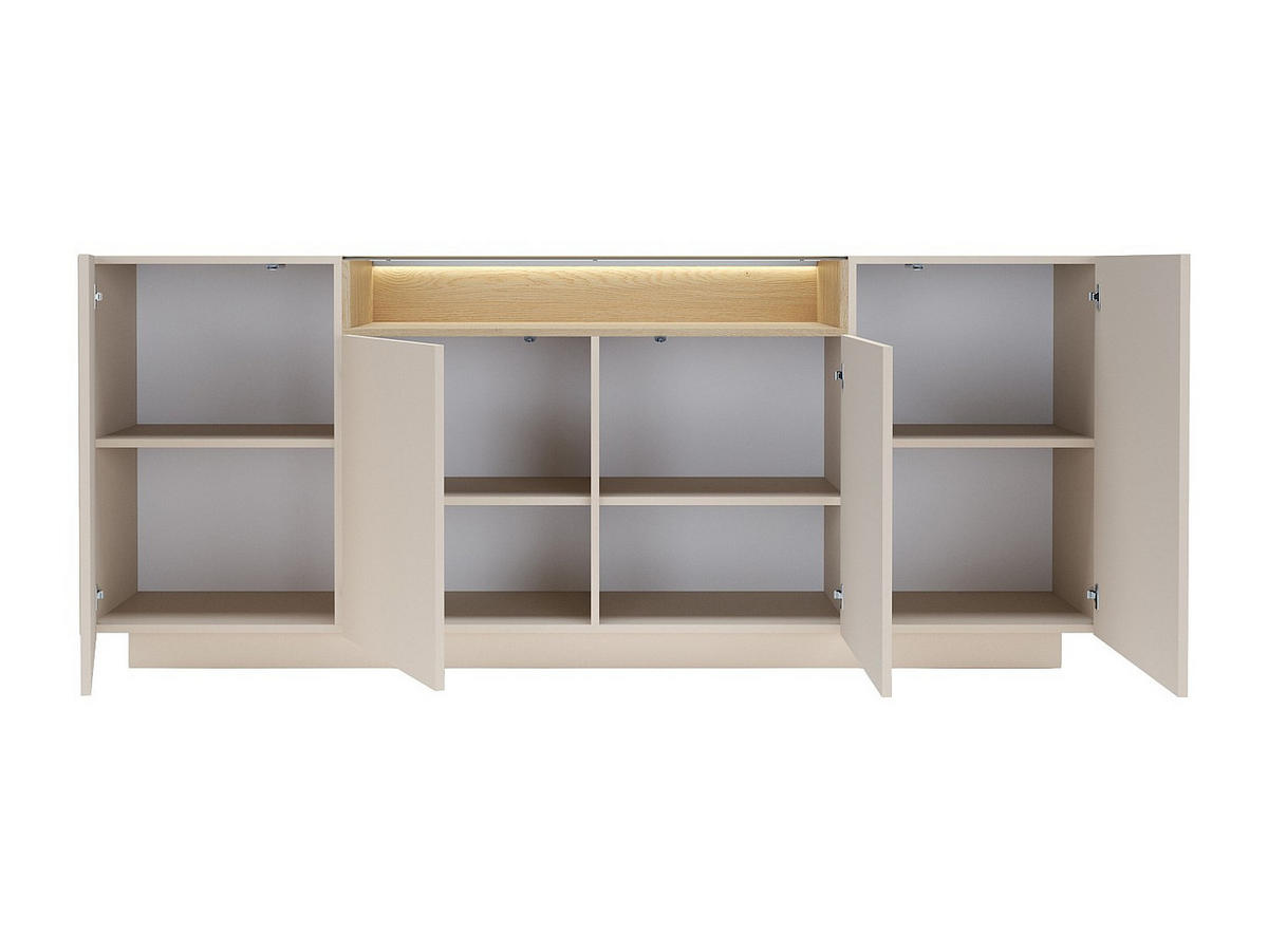 SIDEBOARD - 203 cm x 39.5 cm - glas - beige, naturfarben hell Alivento - Beige/Naturfarben, Glas/Holz (203/83/39.5cm) - Vente-Unique
