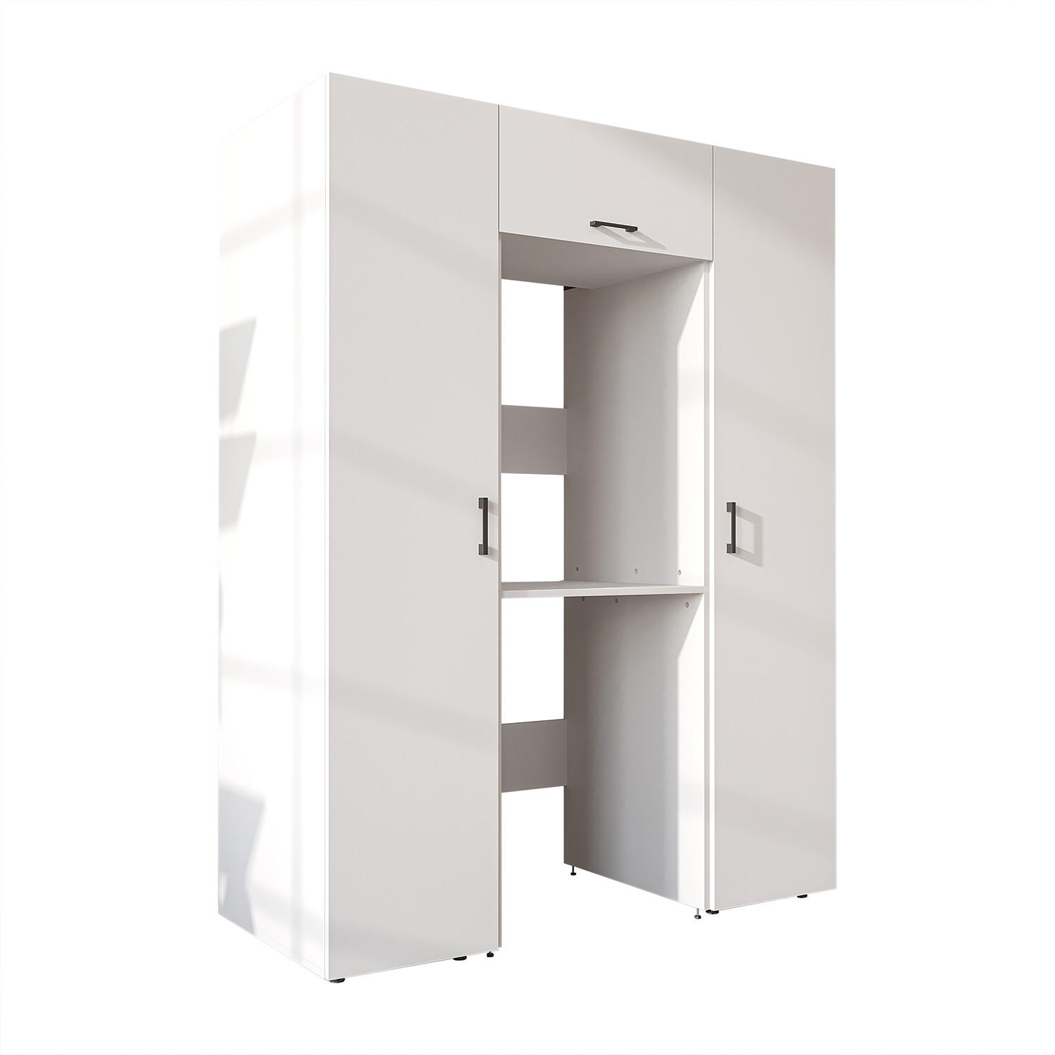 WASCHMASCHINENSCHRANK DUO-II 157cm Breit, 205cm Hoch - Weiß, Holzwerkstoff (157/205/67cm)