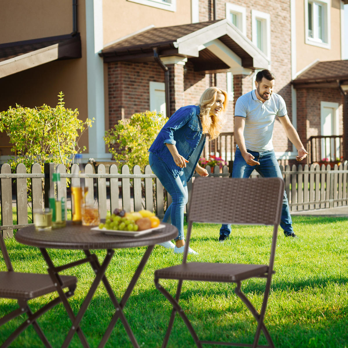 GARTENMÖBEL Set - Schwarz, Kunststoff/Metall - Relaxdays