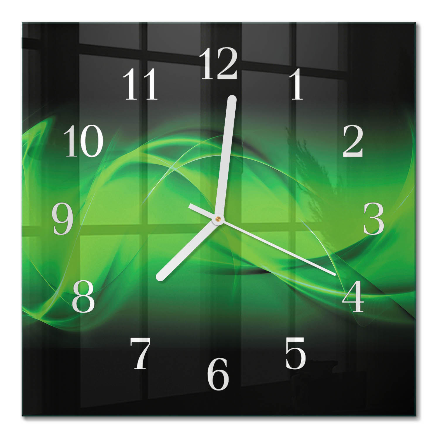 WANDUHR 30x30 cm - Abstraktion - Grün, Glas (30/30/0.4cm) - TULUP