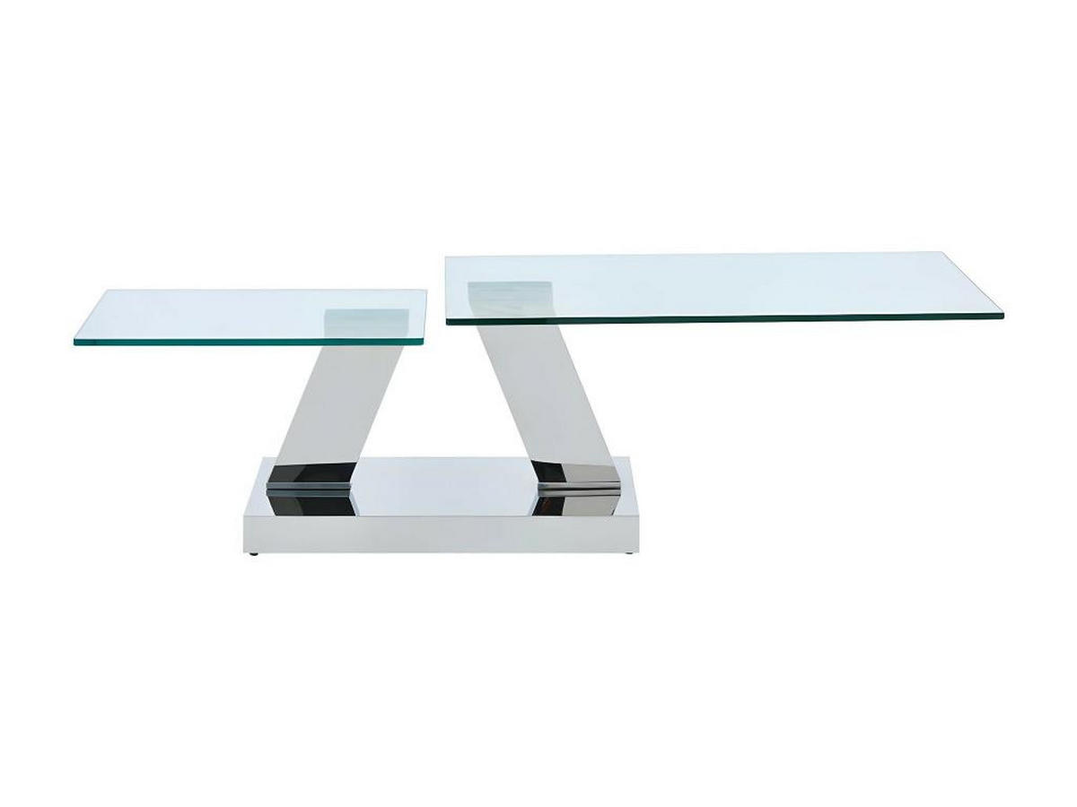 COUCHTISCH mit drehbaren Tischplatten - Sicherheitsglas & Metall - OYRUS - Transparent, Glas (155/60/43cm) - Vente-Unique