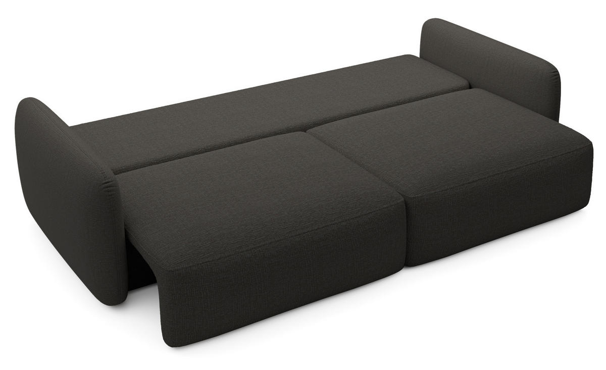 SCHLAFSOFA 240 cm Lumina, Chenille, Bettkasten, Dunkelgrau - Dunkelgrau, Holz (238/87/103cm) - Emporius