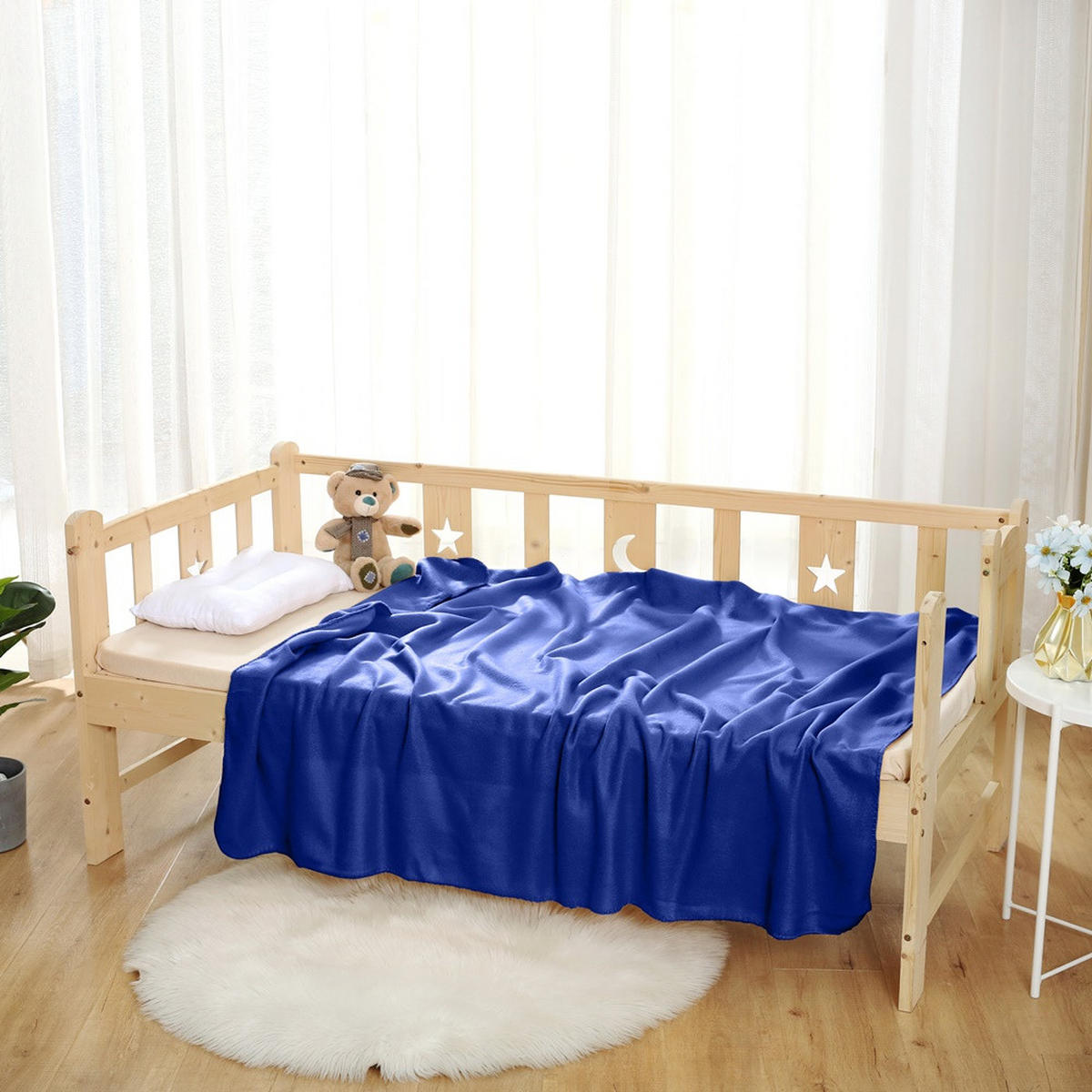 FLEECEDECKE 10er Set dunkelblau 130/160 cm Kettelrand Anti-Pilling - Dunkelblau, Textil (130/160cm) - wometo