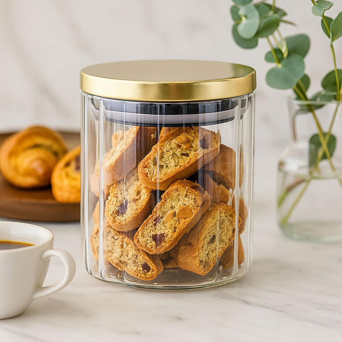 GLASGEFÄSS Goldener Deckel - Transparent, Glas (10/11/10cm) - Home Styling Collection