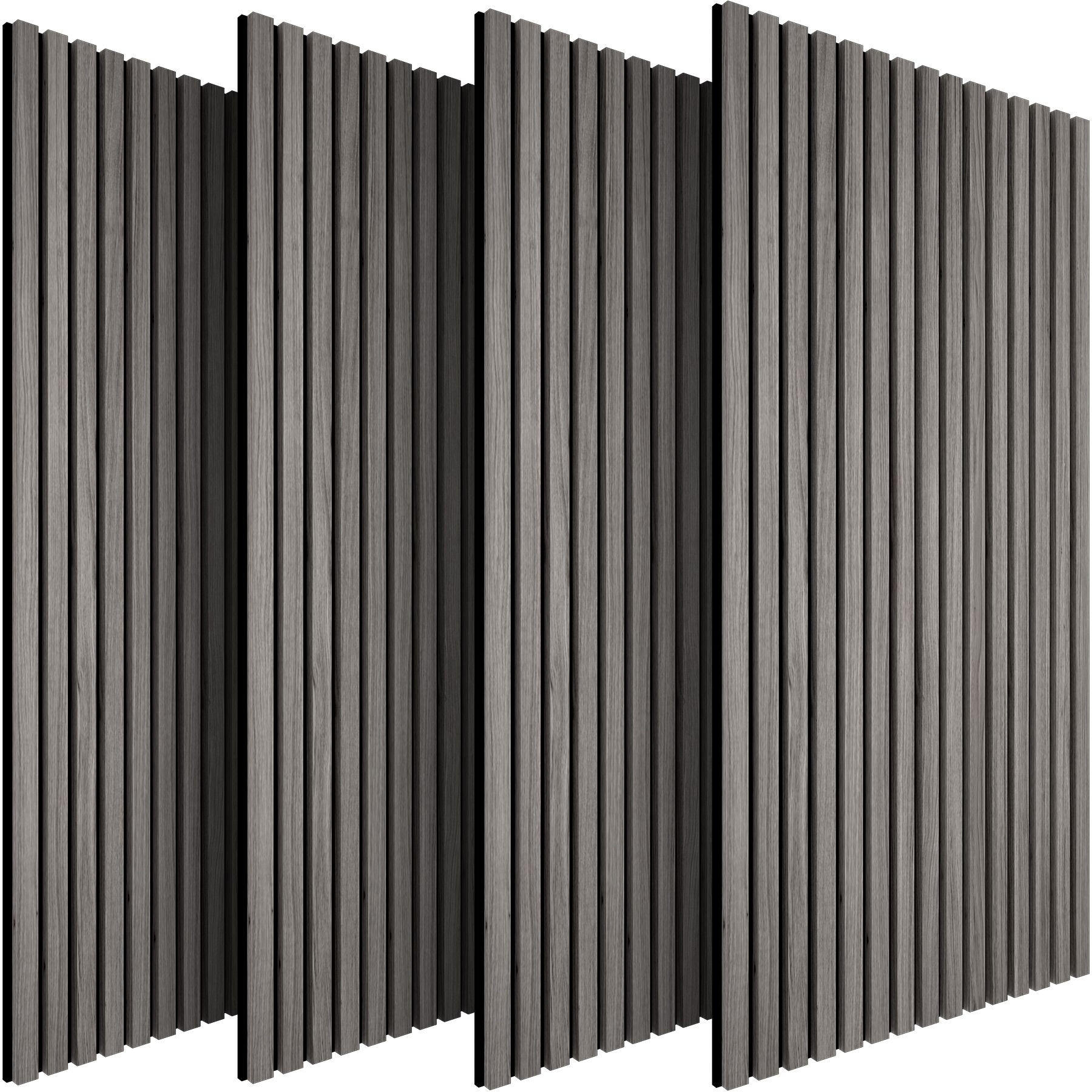 AKUSTIKPANEELE 4er Set Sonic Wall,je 60 x 120 x 2,1 cm, Größe flexibel anpassbar,Eiche hellgrau - Eichefarben/Hellgrau, Holz (60/120/120cm) - tectake