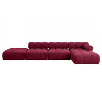 ECKSOFA modulares Sofa Lizur-L2 - 380x160x70 cm Bordeauxrot Velours - Bordeaux, Holzwerkstoff/Textil (380/160cm) - ALTDECOR