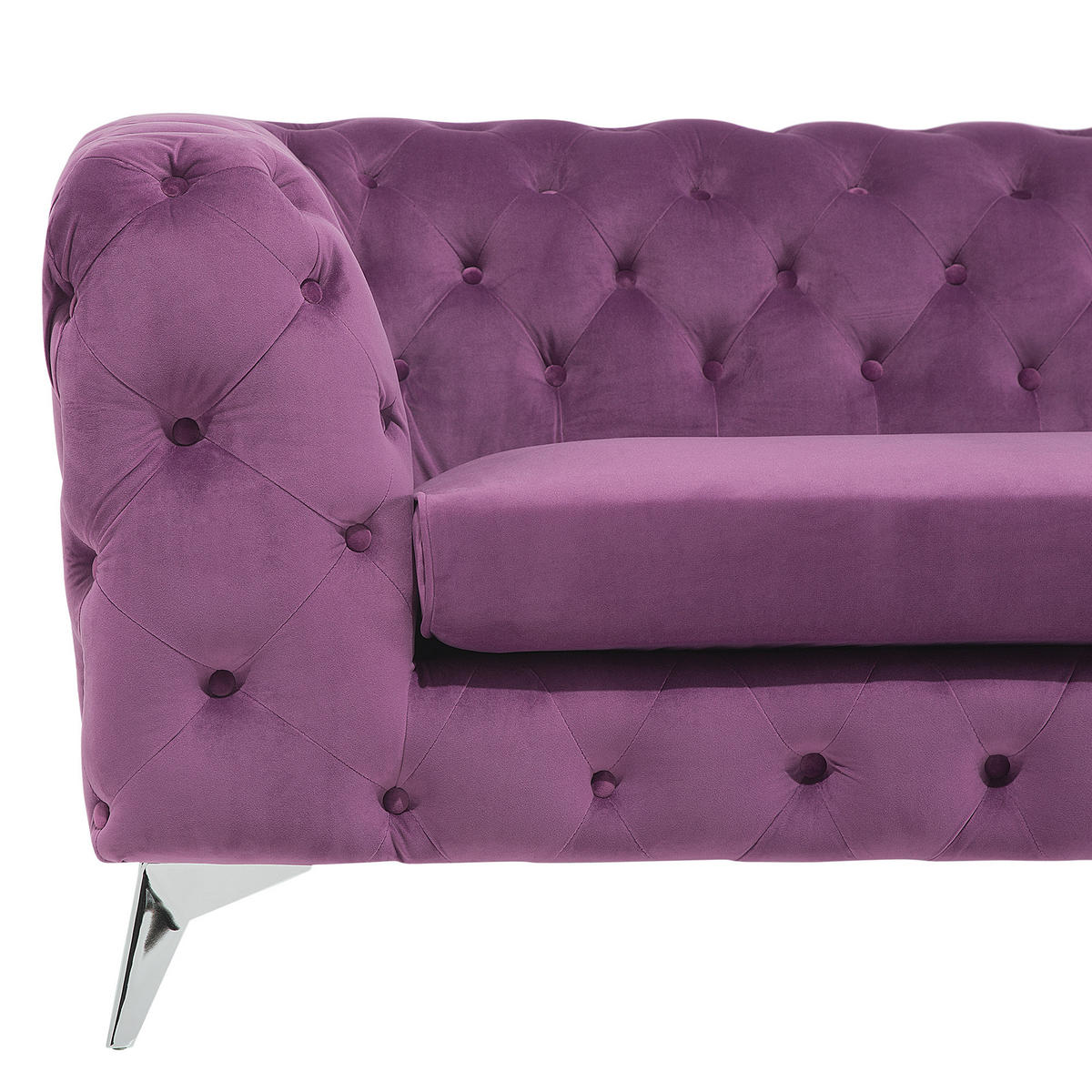 3-SITZER-SOFA Samtstoff Violett Sotra - Violett, Textil (224/70/85cm) - Beliani