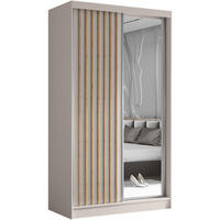 SCHWEBETÜRENSCHRANK Helix 120/216/61 kaschmir+eiche Artisan mit Schubladeneinsätze - Kaschmir, Holzwerkstoff (120/216/61cm) - Beautysofa