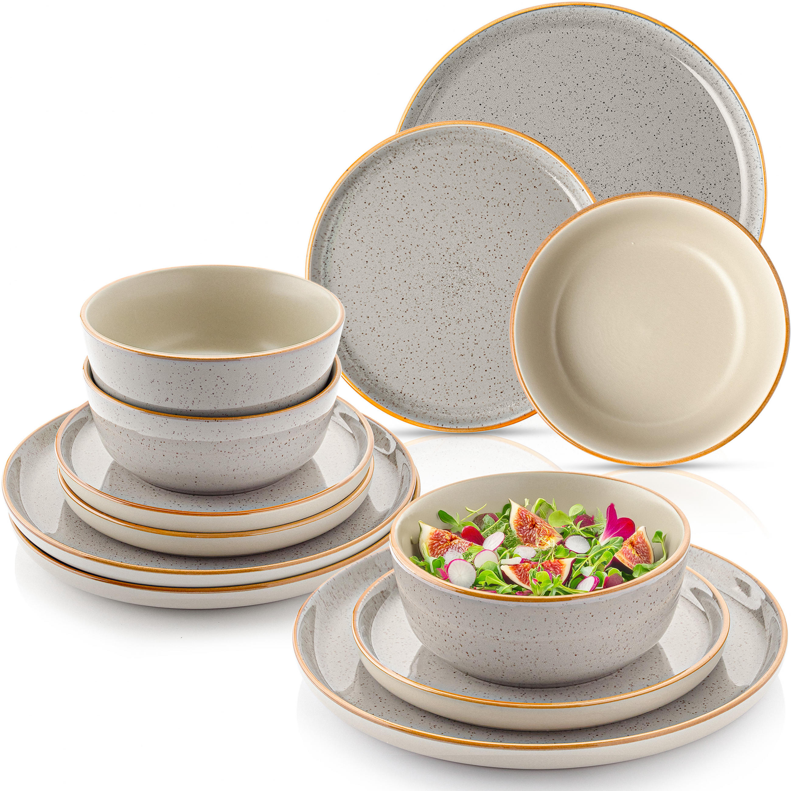 TAFELSERVICE RIO PERLGRAU - 12-teilig aus Steingut - Grau, Keramik (40/40/40cm) - Sänger