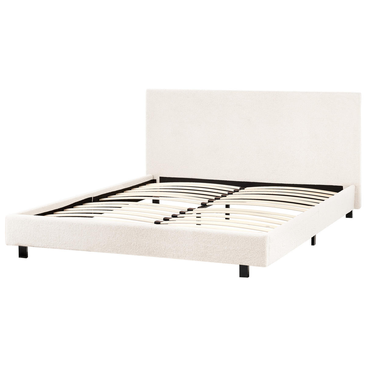 BETT mit Lattenrost 160/200 cm Cremeweiß Albi - Schwarz/Weiß, Textil (160/200cm) - Beliani