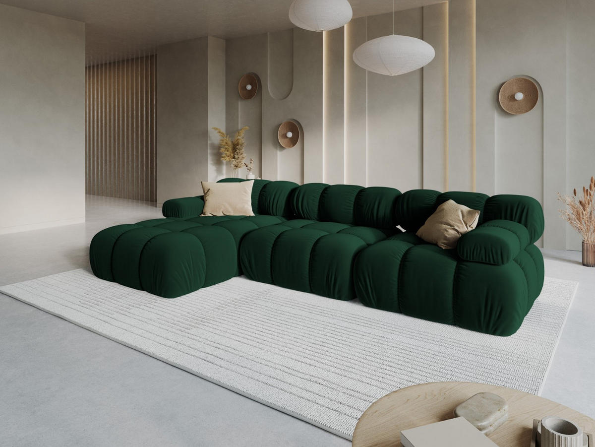 MODULARES-ECKSOFA links Bellis aus Samt flaschengrün 4 Sitzplätze - Grün, Textil (122/285cm) - Micadoni