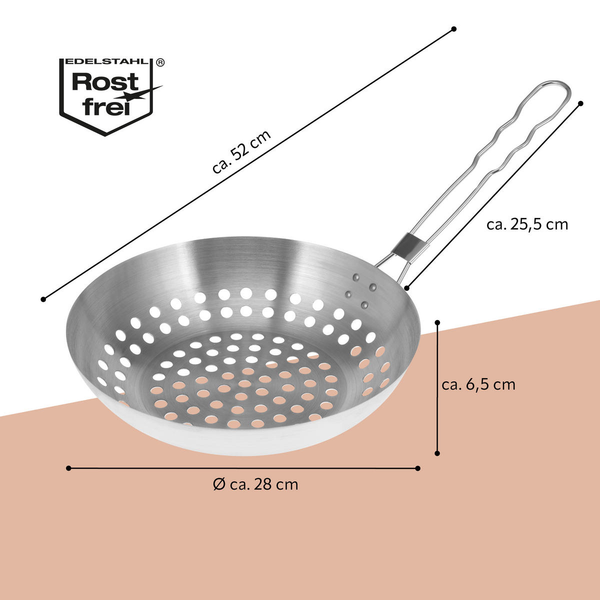 GRILLPFANNE, silber, Edelstahl - Edelstahlfarben, Metall (52/28/6.5cm) - bremermann
