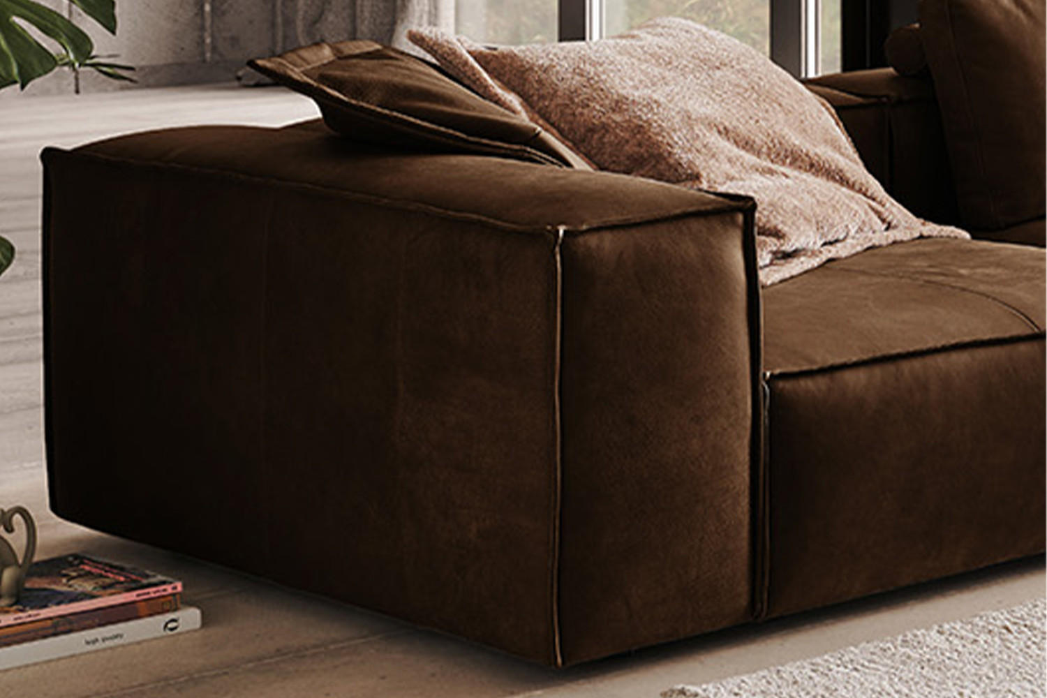 Thumbnail - Kawola Sofa, Braun, Leder, Echtholz, 4-Sitzer, Füllung: Komfortschaum, 366x68x118 cm, Wohnzimmer, Sofas & Couches, Sofas