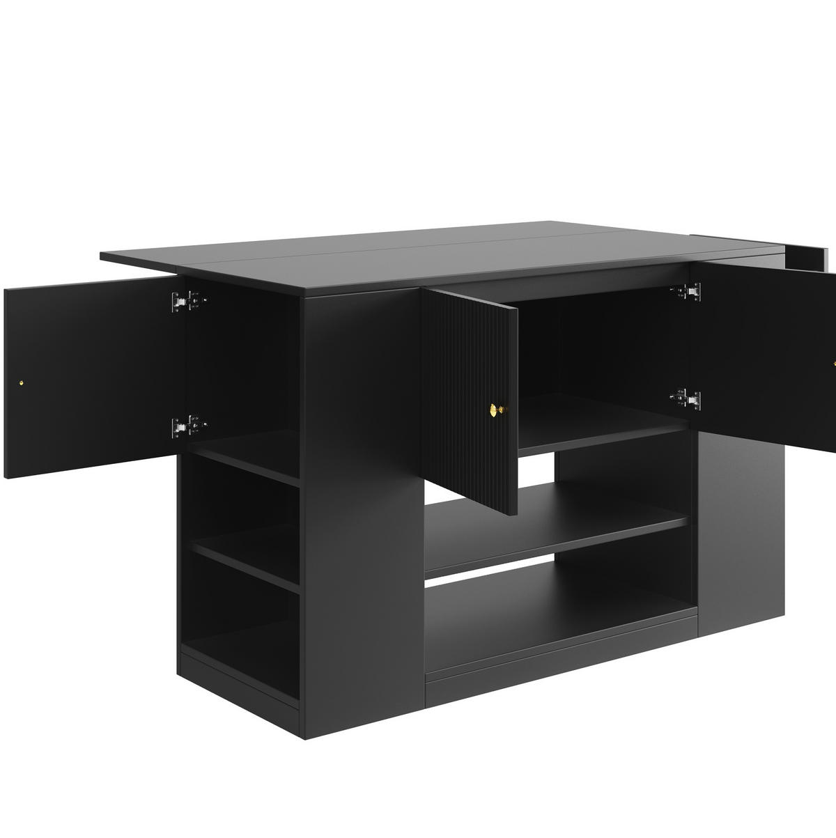 KÜCHENINSEL 140/40/90 cm aus MDF mit klappbarer Tischplatte Schwarz - Schwarz, Holzwerkstoff (140/90/70cm) - Modenvie