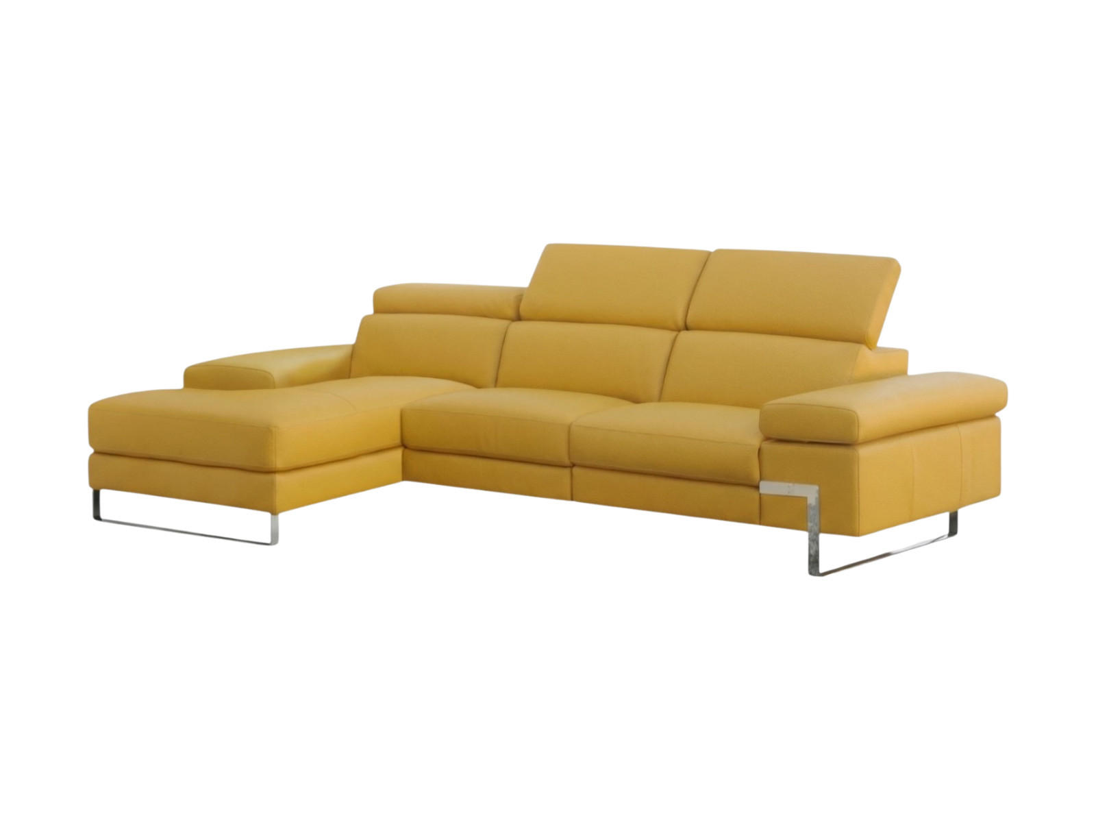 ECKSOFA Lete Echtleder Senfgelb - Gelb, Leder/Metall (232/160cm)