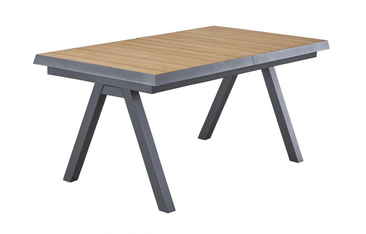 GARTENTISCH Texas 160/210x100x75cm, Teakholz, Anthrazit - Anthrazit, Holz (100/210/75cm) - dasmöbelwerk