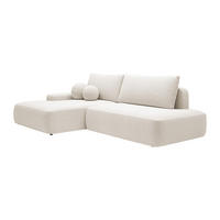 ECKSOFA mit Schlaffunktion - Ecke links - einseitige Armlehne - melierter Stoff - Beige - DAVISO - Creme, Textil (276/164cm) - Vente-Unique