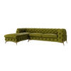 ECKSOFA Chesterfield Lexi Olive Samt, Ottomane links - Goldfarben/Olivgrün, Holz/Textil (305/200cm) - S-Style Möbel