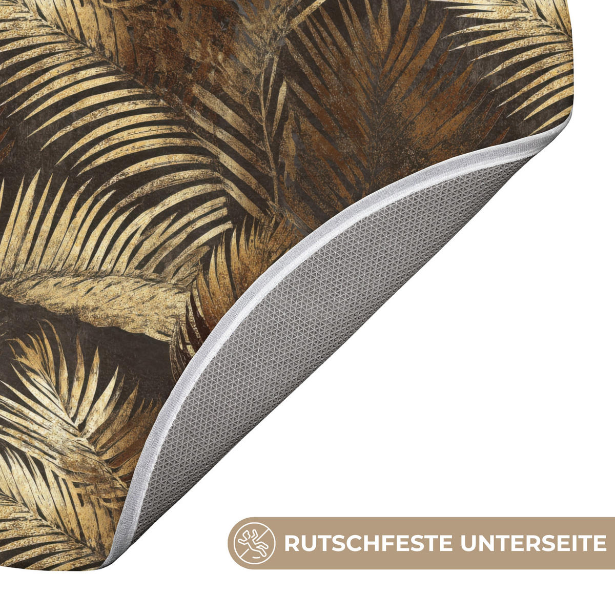 KOUPELNOVÁ PŘEDLOŽKA Tropical - Listy - zlaté 70x70 cm - zlatá, textil/plast (70/70cm)