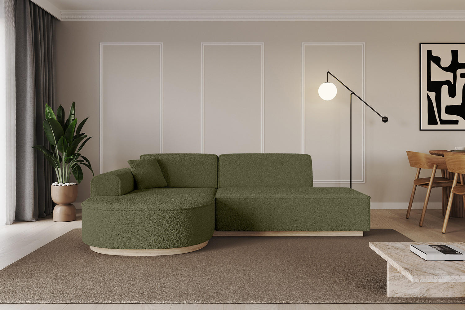 ECKSOFA Ottomane Links ARRIO-L1 - 243x171x83 cm Grün - Grün, Holzwerkstoff/Textil (243/171cm) - ALTDECOR