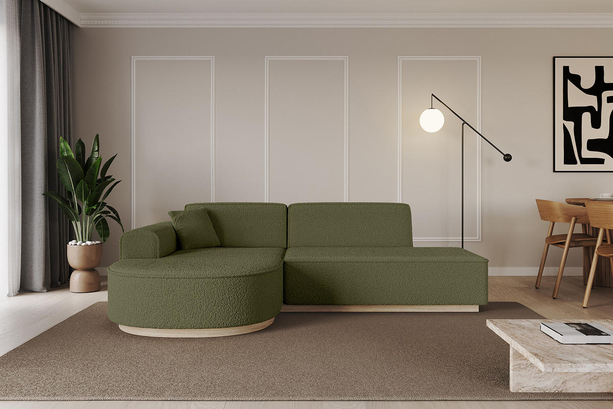 ECKSOFA Ottomane Links ARRIO-L1 - 243x171x83 cm Grün - Grün, Holzwerkstoff/Textil (243/171cm) - ALTDECOR