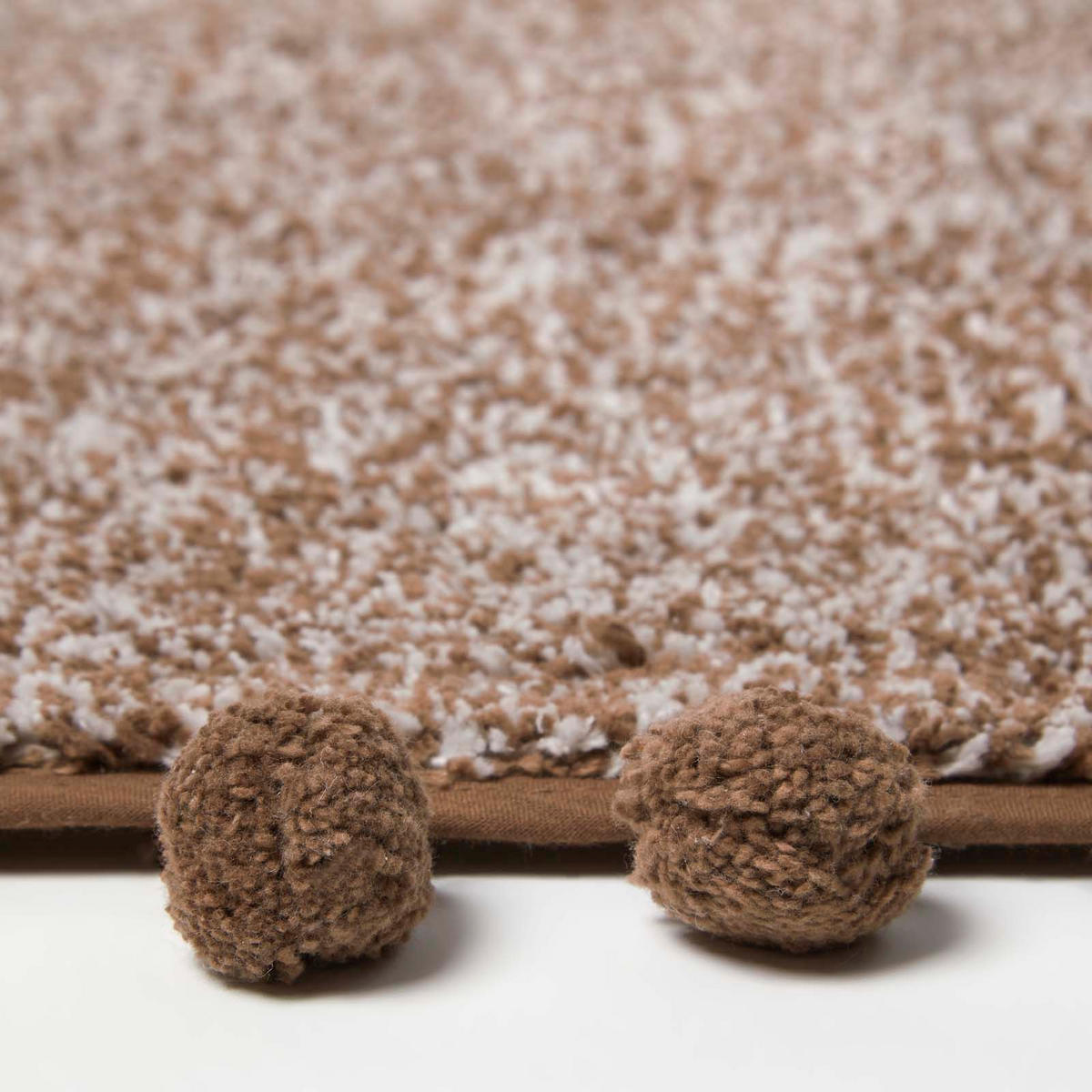 BADEMATTE Pompons 50/80 cm, Baumwolle - Braun, Textil (50/80cm) - Homescapes