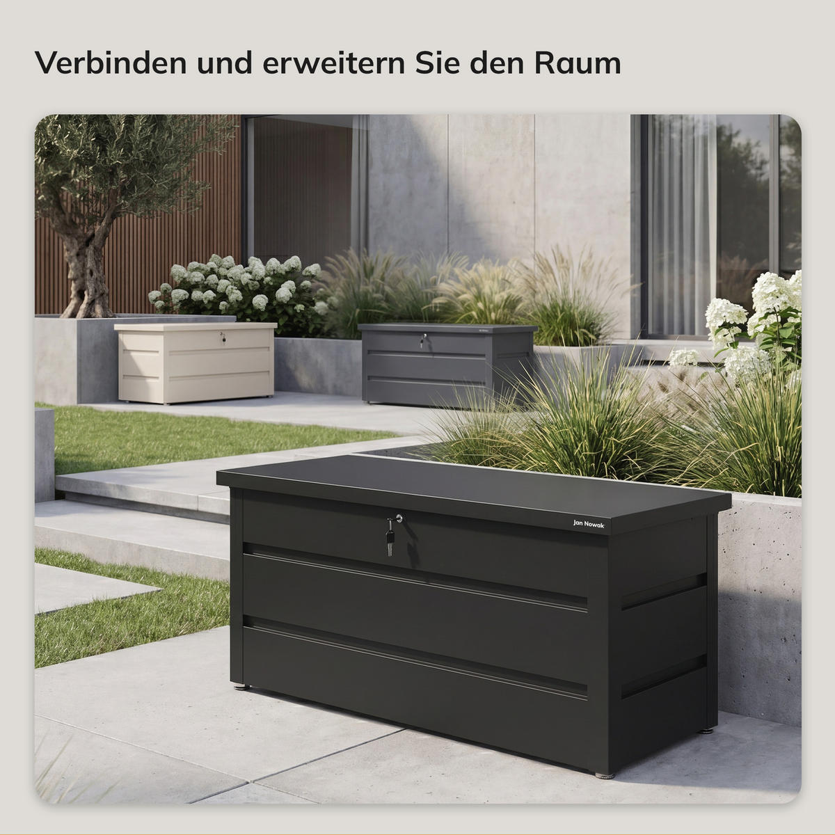 GARTEN- und Balkonkiste CARRIE 1190 x 520 x 587 mm - Schwarz, Metall (119/58.7cm) - Jan Nowak