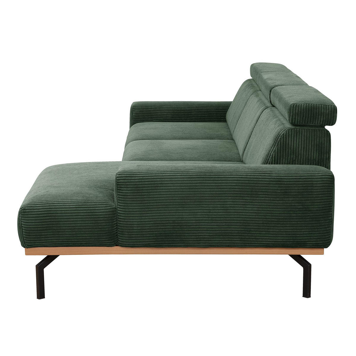 SOFA mit Longchair rechts Katrien Cordstoff dunkelgrün - Dunkelgrün, Kunststoff (135/280cm) - 58aufmkessel